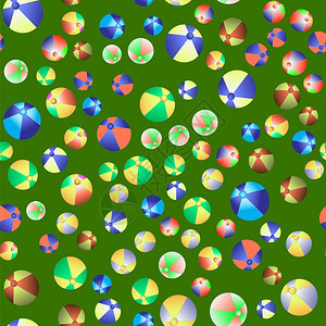 色彩多的海滩球无缝模式色彩多的海滩球无缝模式绿色背景图片