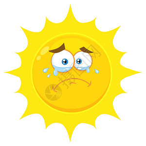帅哭表情哭泣的黄太阳emoji脸面有眼泪插画