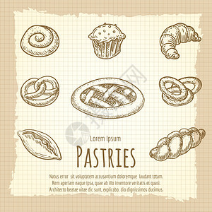 面包制品海报矢量插图图片
