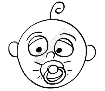 手画卡通矢量用假婴儿或安慰嘴中奶的来说明疲倦婴儿图片
