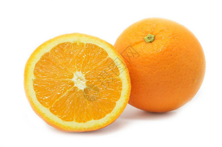 孤立的橙子水果全和切片图片