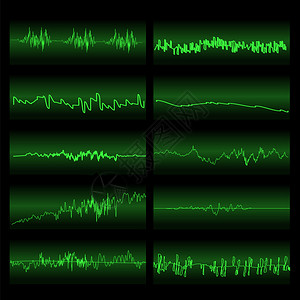 绿色声音波集平衡器屏幕音乐振动图无线电波振荡图图片