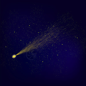 蓝夜天空的黄落星射箭气象阵列黄色坠落星气象阵列图片