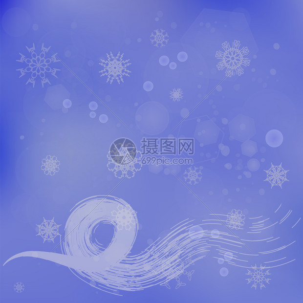 摘要冬季雪背景蓝色冬季模式雪花纹理冬季背景