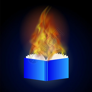 用火焰燃烧蓝皮书在背景上孤立图片