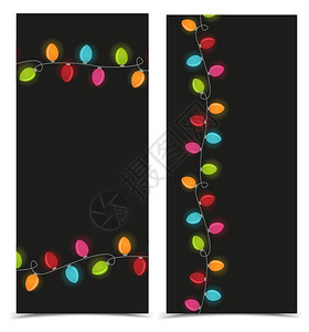 圣诞彩色灯光矢量显示在黑暗背景上的圣诞彩色灯光字符串图片