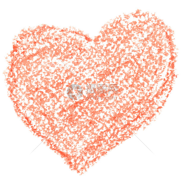 白种背景上的克雷贡橙色心脏被孤立Valentin日卡图片