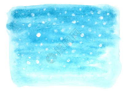蓝色冬季水彩背景降雪图片