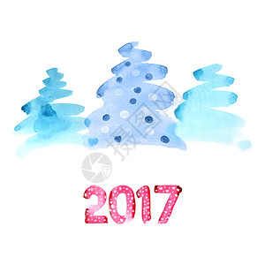 2017年新快乐水彩圣诞树笔刷图片