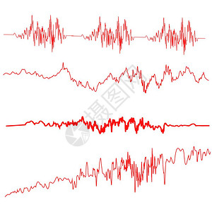 红色声音波集平准屏幕音乐振动图无线电波振幅图片