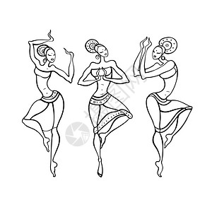 民族舞女美丽的亚洲舞女民族影矢量一说明插画