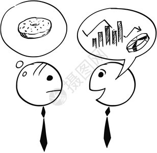 卡通木棍男插图了两个商人一谈图表第二想甜圈的休息图片