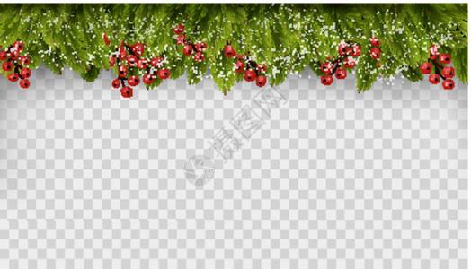 圣诞节装饰树枝背景透明矢量图片