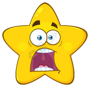惊恐的黄星卡通Emoji脸面字符表达式为恐慌图片