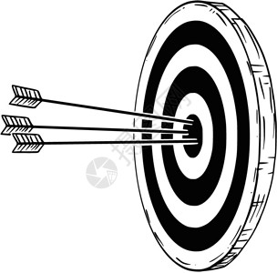 目标或锁定卡通与三箭射中心卡通绘制目标飞镖板或电流的概念插图三个弓箭射中心成功商业的概念图片