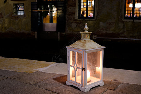 夜欧洲城旧蜡烛灯意大利威尼斯图片
