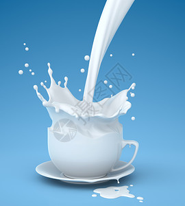 将牛奶倒入杯子3D插图图片