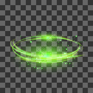 透明光效应与检查背景隔离绿色闪电Flafe设计Flafe金光星带有圆透镜的抽象椭圆火环踪迹与检查背景隔离的透明光效应绿色闪电背景图片