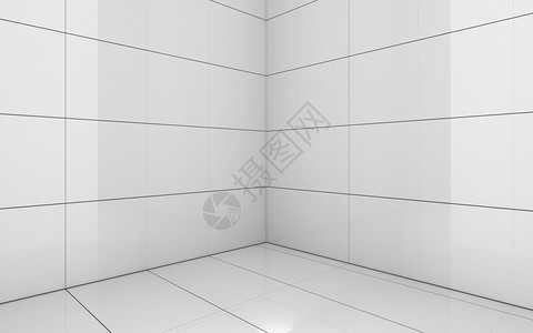 白色瓷砖房纹理背景3d变形插图图片