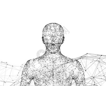 人类白背景连接线的框架模型白背景连接线的人类未来技术概念中的人工智能3个插图未来技术概念中的人工智能3个插图图片