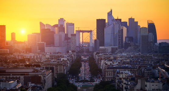 巴黎现代地区防卫观察日落时防御图片