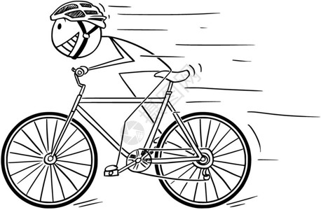 骑着头盔或自行车快速的男子卡通画像图片
