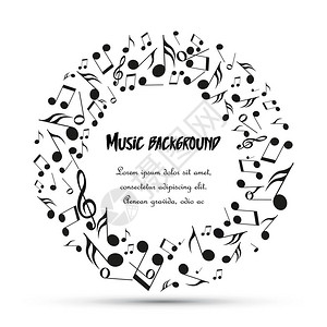 音乐笔记的装饰音乐笔记以圆形状的矢量装饰音乐背景图片