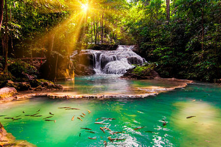 埃拉旺瀑布泰国坎沙纳里泰国坎沙纳布里图片