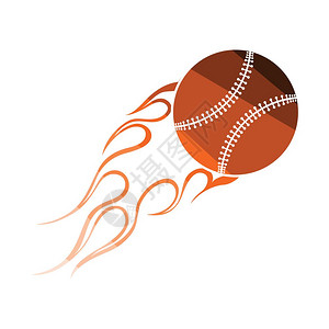 卡通棒球棒球火图标平面彩色设计矢量插图背景