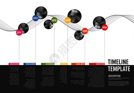 定时线模板在彩色条上带圆形照片占位符水平版图片