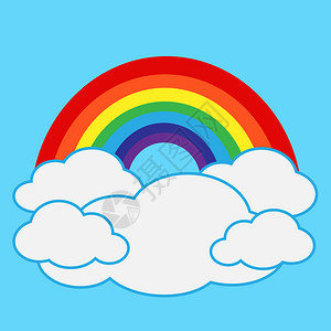 矢量云彩带有云彩图标的虹背景