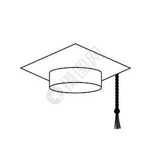 帽子图标毕业帽图标薄线设计矢量插图背景