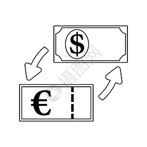货币美元和欧汇率图标细线设计矢量图示图片