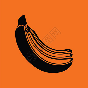 香蕉图标橙色背景黑矢量插图图片