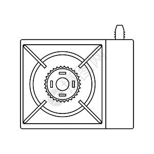 露营燃气炉的图标薄线设计矢量插图图片