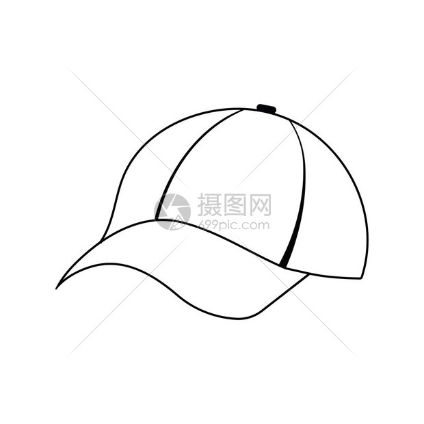 棒球帽图标薄线设计矢量插图图片
