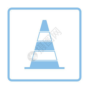 交通锥形图标蓝框设计矢量插图图片