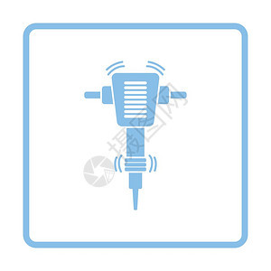 建筑大锤图标蓝色框架设计矢量插图图片