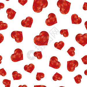 白色背景的红多边心脏无缝模式红多边心脏无缝模式图片