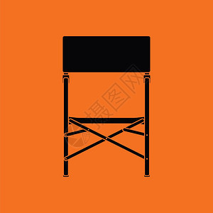 鱼的折叠椅图标橙色背景黑矢量插图图片