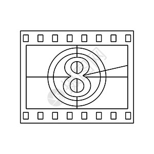 带有倒计时图标的电影框细线设计矢量插图图片