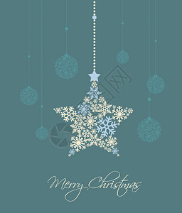圣诞明星和装饰舞会蓝色背景圣诞节图片