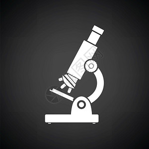 学校显微镜图标黑色背景和白矢量插图图片