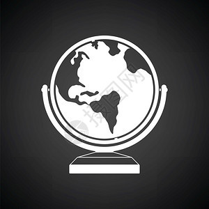 Globe图标黑色背景白矢量插图图片