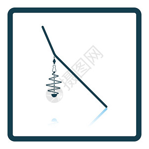 灰色背景圆影子反射设计矢量图示上的渔捞支线网图标图片