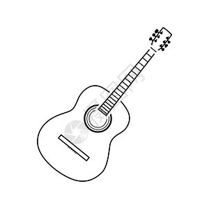 音响吉他图标薄线设计矢量插图图片