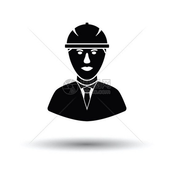 建筑工人头戴盔的图标白色背景和影子设计矢量插图图片