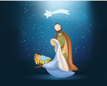 圣诞节的天场景圣人全家蓝背景的圣人图片