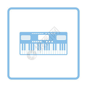 音乐合成器图标蓝色框架设计矢量插图图片