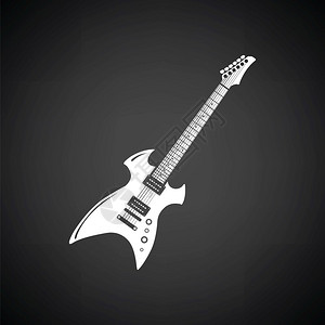电子吉他图标黑色背景白矢量插图图片